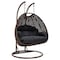 Leisuremod Mendoza Dark Brown Wicker Hanging 2 person Egg Swing Chair with Dark Grey Cushions MSCDBR-53DGR - alternate 1
