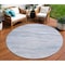 Homeroots 8' Sky Blue Round Striped Washable Indoor Outdoor Area Rug 608126 - alternate 1