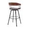 Armen Living Athena 31in Swivel Walnut Wood Bar Stool in Gray Faux Leather with Black Metal LCATBAWAGRY30 - alternate 6