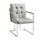 Homeroots Set of Two Tufted Light Gray and Silver Metallic Upholstered Faux Leather Dining Arm Chairs 543515 - alternate 5