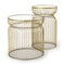 Homeroots Set of Two Clear and Gold Tempered Glass and Metal Wire Round Drum End Tables, 2PK 605374 - alternate 1