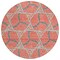 Homeroots 8' Coral And Taupe Round Geometric Washable Indoor Outdoor Area Rug 613490 - alternate 4