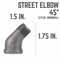 B & K Elbow Blk Street 45 3/8" 501541 - alternate 3