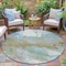 Homeroots 8' Teal Blue And Brown Round Abstract Washable Indoor Outdoor Area Rug 631893 - alternate 2