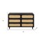 Homeroots 56" Black And Natural Solid Wood And Rattan Six Drawer Double Dresser 564522 - alternate 6