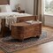 Homeroots 32in Brown Solid Wood Storage Oval Bench With Flip Top 723825 - alternate 4
