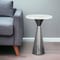 Homeroots 23" White And Black Marble And Steel Round Pedestal End Table 556539 - alternate 4