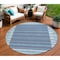 Homeroots 8' Sky Blue And Denim Blue Round Striped Washable Indoor Outdoor Area Rug 610506 - alternate 1