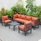 Leisuremod Chelsea 7-Piece Patio Sectional And Coffee Table Set Black Aluminum With Orange Cushions CSTBL-7OR - alternate 1