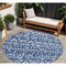 Homeroots 8' Navy Blue And Ivory Round Southwestern Washable Indoor Outdoor Area Rug 594180 - alternate 1