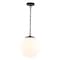 Vaxcel Linden 1-Light Matte Black Mid-Century Modern Globe Pendant Light with Opal Glass Shade P0441 - alternate 1