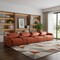 Homeroots 166" Camel Top Grain Leather Reclining Metal USB Sofa 720374 - alternate 4