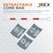 Jrex Safety Retractable Cone Bar Red/White, 72 in to 120 in Length, 6PK CBR-JR-72/120-6PK - alternate 4