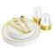 Elama 150 Piece Disposable Plastic Dinnerware Party Set for 25 Guests in White with Gold Trim 750124340M - alternate 1