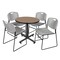 Regency Round Kobe Breakroom Table W/ 4 Zeng Stack Chairs, 30 in W, 30 in L, Noble Oak TKB30RNDNO44GY - alternate 1