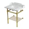 Kingston Brass 30-Inch Carrara Marble Console Sink with Brass Legs and Shelf, 8-Inch, 3-Hole LMS30MBSQB7 - alternate 1