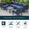 Leisuremod Chelsea 7-Piece Patio Sectional And Coffee Table Set Black Aluminum With Blue Cushions CSTBL-7BU - alternate 7