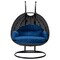 Leisuremod Mendoza Charcoal Wicker Hanging 2 person Egg Swing Chair with Blue Cushions MSCCH-53BU - alternate 4