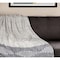 Homeroots 50" X 60" Ivory and Gray Woven Cotton Striped Throw Blanket with Fringe and Embroidery 548938 - alternate 3