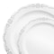 Smarty Had A Party White w/Silver Vintage Rim Round Plastic Dinnerware Set (120 Dinner Plates+120 Salad Plates), 240PK 860WHSVP-CASE - alternate 6