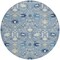 Homeroots 8' Denim Blue Ivory And Beige Round Oriental Washable Indoor Outdoor Area Rug 598036 - alternate 5