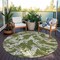 Homeroots 8' Olive Green And Ivory Round Abstract Washable Indoor Outdoor Area Rug 600116 - alternate 4
