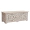 Homeroots 52" White Distressed Solid Wood Carved Floral Storage Ottoman 636282 - alternate 1