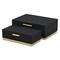 Homeroots Set of Two Black And Gold Striped Nesting Storage Boxes With Lids, 2PK 712925 - alternate 5