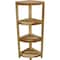 Homeroots 38in Natural Solid Teak Wood Freestanding Corner Shelving Unit 376735 - alternate 4