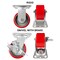 Hyw Products Heavy Duty Caster Set 4in Red Polyurethane on Cast Iron Wheels, 2 Rigid & 2 Swivel with Brake, 4PK 40-40R-A1-PC-2,40-40S-A1-PC-TB-2 (R) - alternate 2