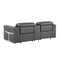 Homeroots 86in Dark Gray and Black Italian Leather Power Reclining Loveseat With Storage 720529 - alternate 3