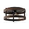 Jonathan Y Cooper 16 in. 3-Light Farmhouse Industrial Iron LED Flush Mount, Brown Wood Finished/Oil Rubbed Bronz JYL1305A - alternate 3