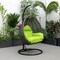 Leisuremod Charcoal Wicker Hanging Egg Swing Chair with Light Green Cushions ESCCH-40LG - alternate 6
