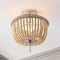 Jonathan Y Allie 14" 3-Light Bohemian Farmhouse Wood Bead/Iron LED Semi Flush Mount, Antique Silver/Light Taupe JYL9020B - alternate 5