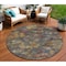 Homeroots 8' Gray Green And Terra Cotta Round Floral Washable Indoor Outdoor Area Rug 604158 - alternate 1