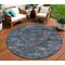 Homeroots 8' Teal Blue And Charcoal Round Floral Washable Indoor Outdoor Area Rug 604164 - alternate 1