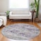 Homeroots 8' Lavender And Purple Round Striped Washable Indoor Outdoor Area Rug 609554 - alternate 2