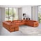 Homeroots Camel Italian Leather Power Reclining U Shaped Ten Piece Corner Sectional With Console 634692 - alternate 6