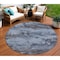 Homeroots 8' Blue And Charcoal Round Abstract Washable Indoor Outdoor Area Rug 630917 - alternate 1