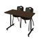 Regency Kobe T-Base Training Seminar Table W/ 2 M Stack Chairs, 48 in W, 30 in L, Neo Walnut MKTRCT4830NW47BK - alternate 1
