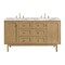 James Martin Vanities Laurent 60 in. Double Vanity, Light Natural Oak, w/ 3 CM Carrara Marble Top 545-V60D-LNO-3CAR - alternate 1