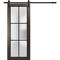 Sartodoors Sturdy Barn Door Frosted Tempered Glass Planum 2122 Black 42x80 Solid Core Modern Interior PLANUM2122BD-B-CA-42 x 80 - alternate 1