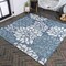 Jonathan Y Zinnia Modern Floral Textured Weave Navy/Aqua 9 ft Square Indoor/Outdoor Area Rug SMB110C-9SQ - alternate 1