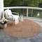 Homeroots 8' Brown And Beige Round Geometric Washable Indoor Outdoor Area Rug 596964 - alternate 7