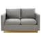 Leisuremod Nervo Upholstered Velvet Loveseat with Gold Frame, Light Grey NS55LGR - alternate 4