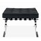 Homeroots 24" Black Genuine Leather and Silver Tufted Footstool Ottoman 520803 - alternate 4