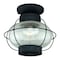 Vaxcel Chatham Black Coastal Globe Outdoor Flush Mount Ceiling Light Clear Glass T0144 - alternate 1