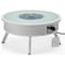 Leisuremod Walbrooke Outdoor Patio Aluminum Round Slats Design Fire Pit Side Table, Lid & Fire Glass, White WWS-29-GL - alternate 7