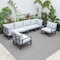 Leisuremod Hamilton 6-Piece Aluminum Patio Conversation Set with Cushions, Light Grey HSBL-6LGR - alternate 3