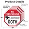 Signmission No Trespassing Monitored By CCTV, 10 inch X 10 inch, Aluminum Metal Signs, 5PK OC-A-5Pack-10-33 - alternate 2